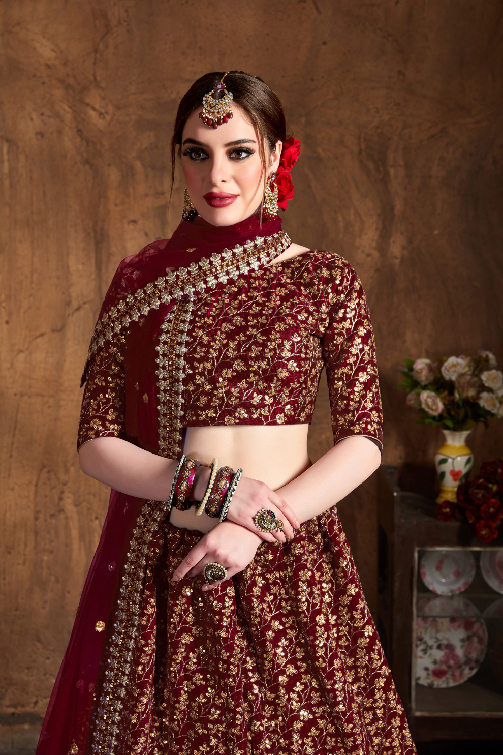 Elegant Dori, Badla & Sequins Embroidered Lehenga Set