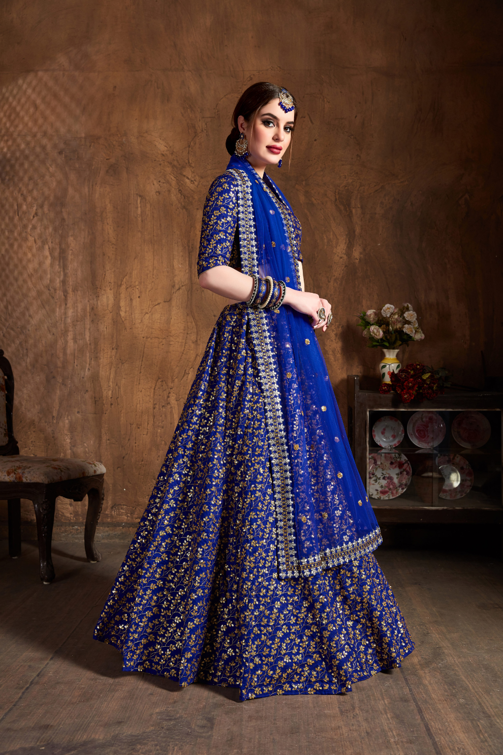 Elegant Dori, Badla & Sequins Embroidered Lehenga Set