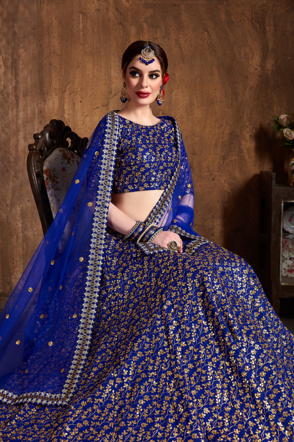 Elegant Dori, Badla & Sequins Embroidered Lehenga Set