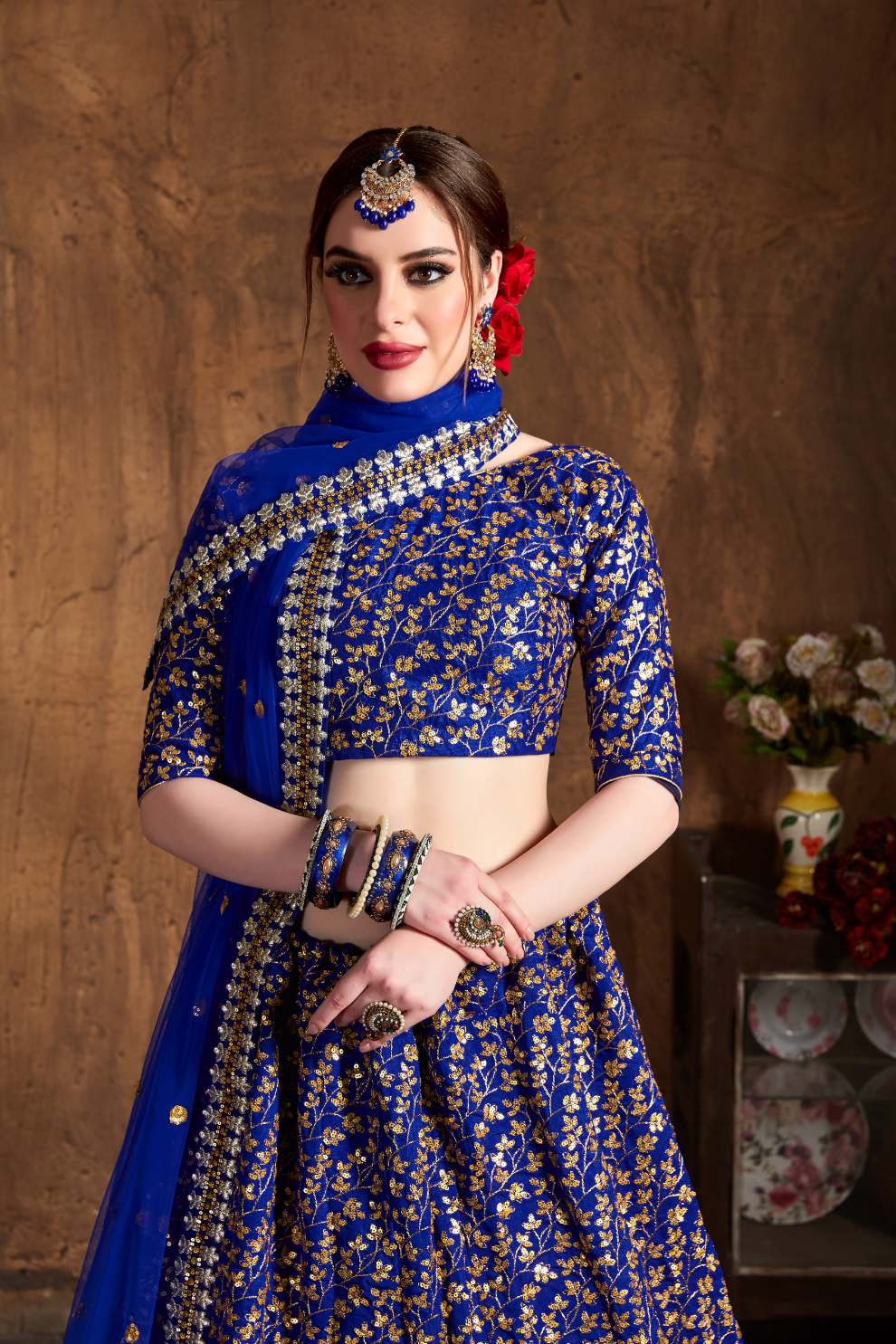 Elegant Dori, Badla & Sequins Embroidered Lehenga Set