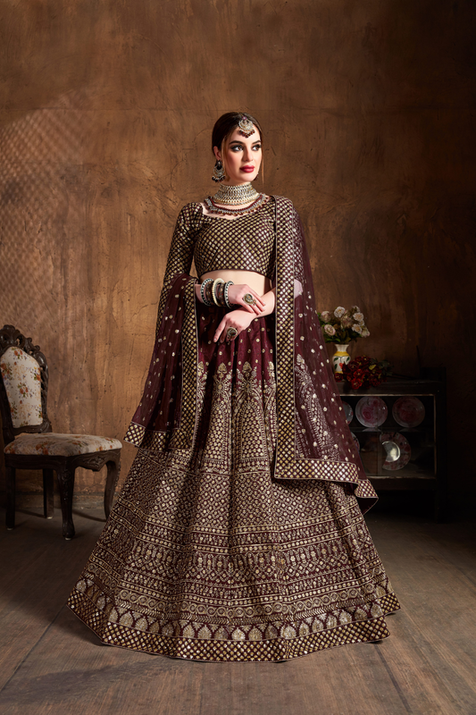 Elegant Dori, Badla & Sequins Embroidered Lehenga Set