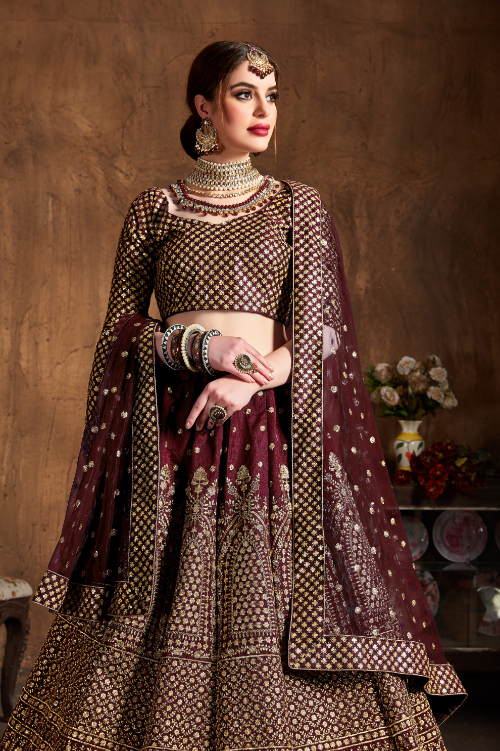 Elegant Dori, Badla & Sequins Embroidered Lehenga Set