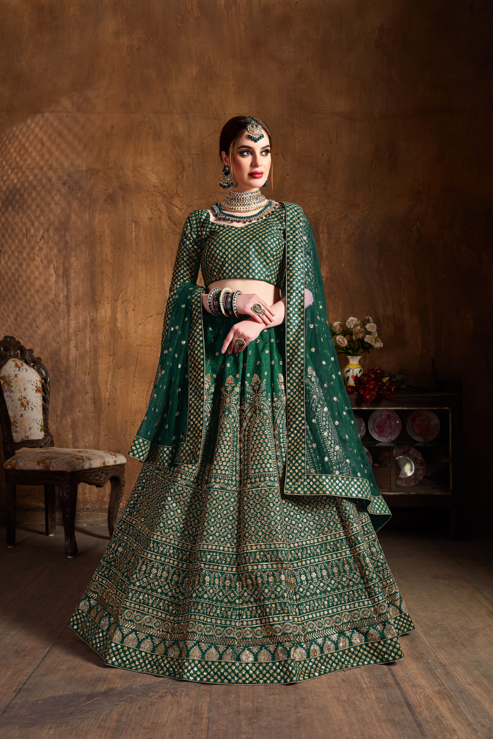 Elegant Dori, Badla & Sequins Embroidered Lehenga Set
