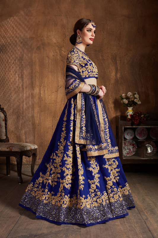 Elegant Dori, Badla & Sequins Embroidered Lehenga Set