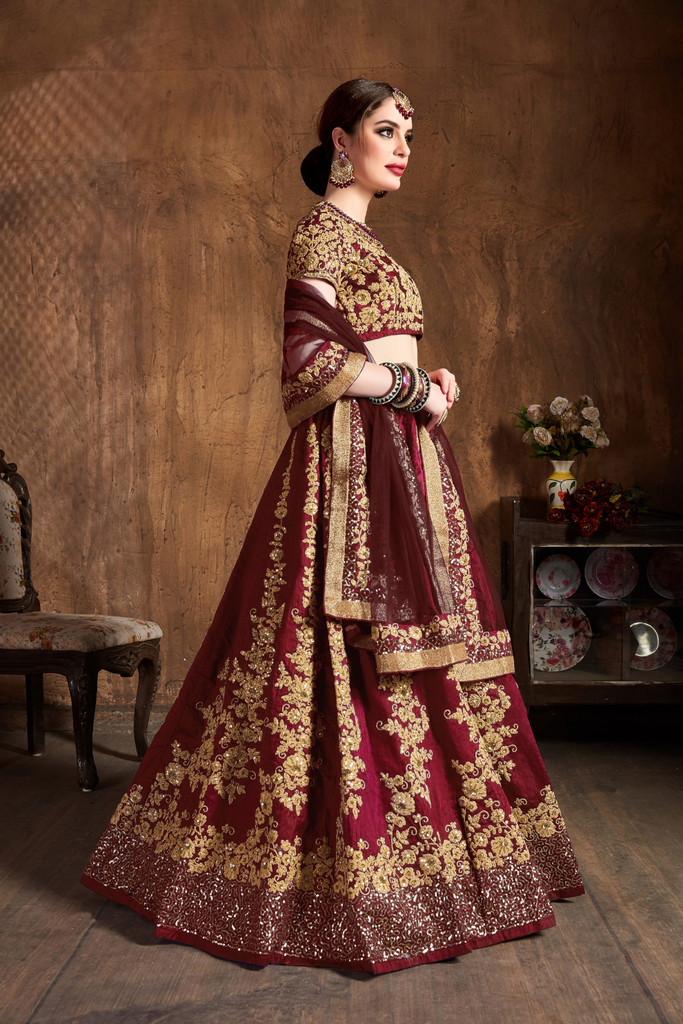 Elegant Dori, Badla & Sequins Embroidered Lehenga Set