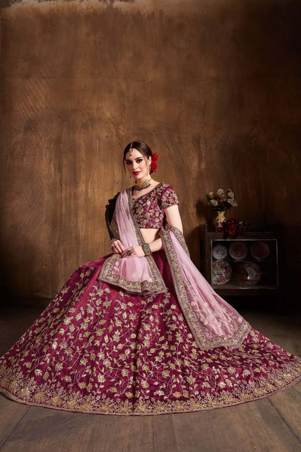 Elegant Dori, Badla & Sequins Embroidered Lehenga Set