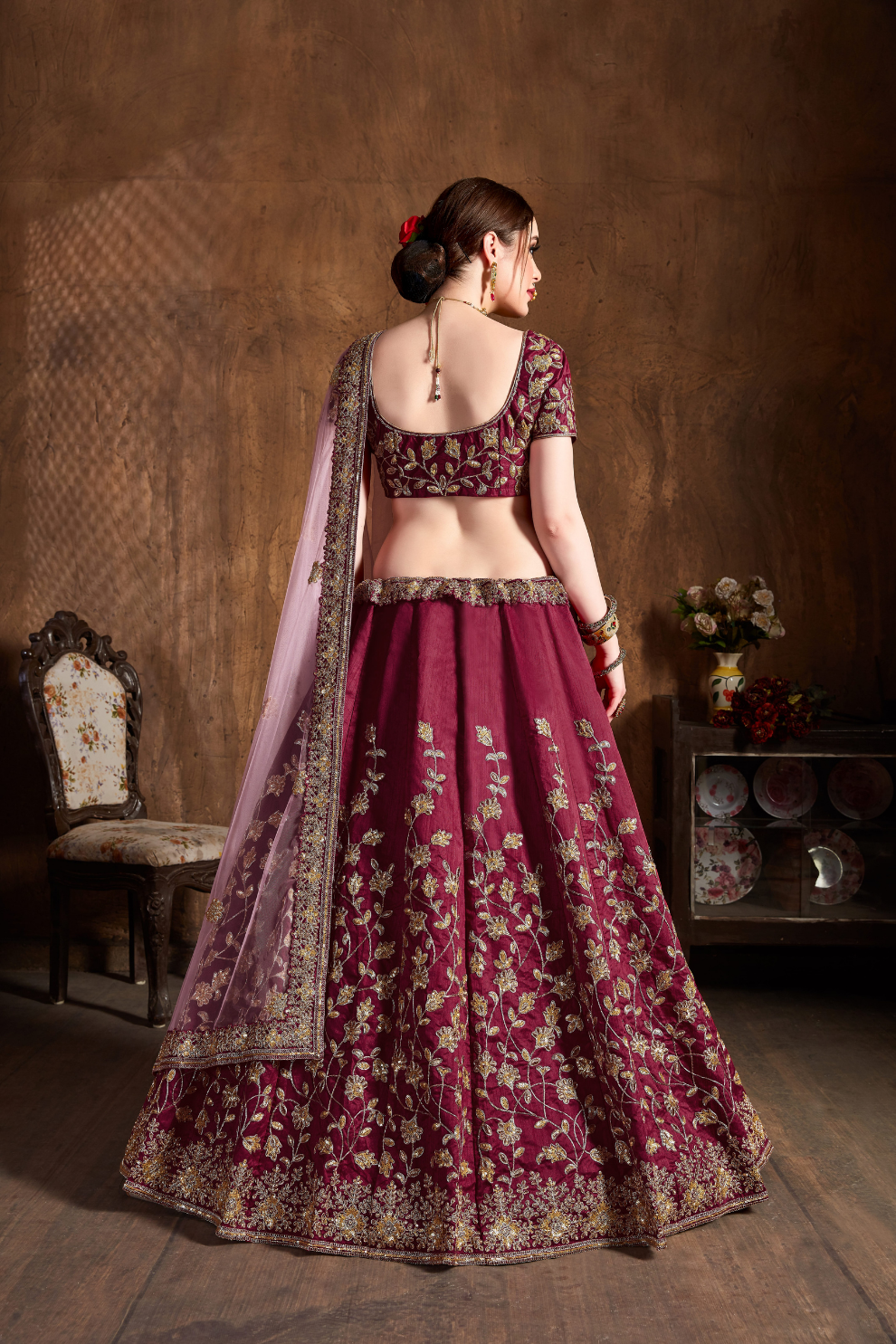 Elegant Dori, Badla & Sequins Embroidered Lehenga Set