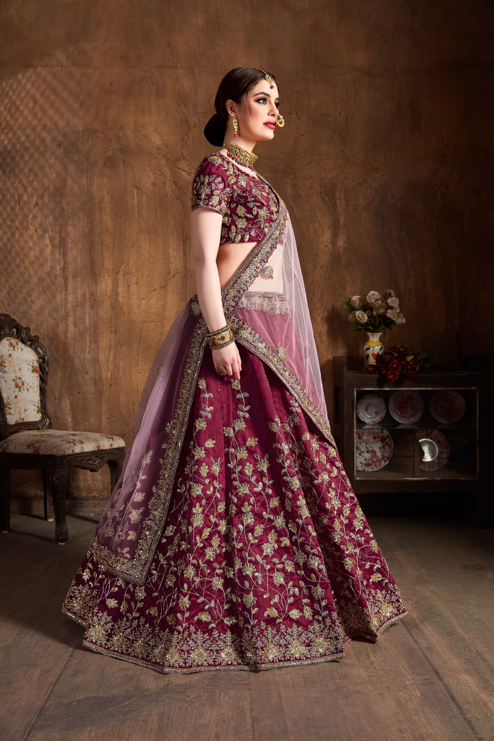 Elegant Dori, Badla & Sequins Embroidered Lehenga Set