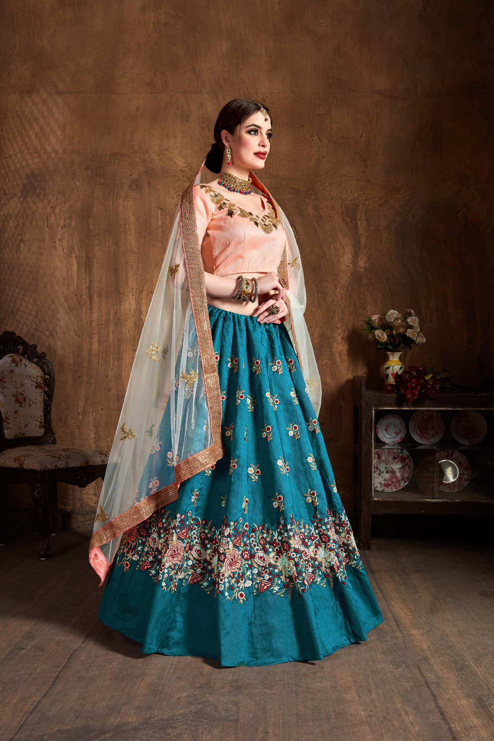 Elegant Dori, Badla & Sequins Embroidered Lehenga Set