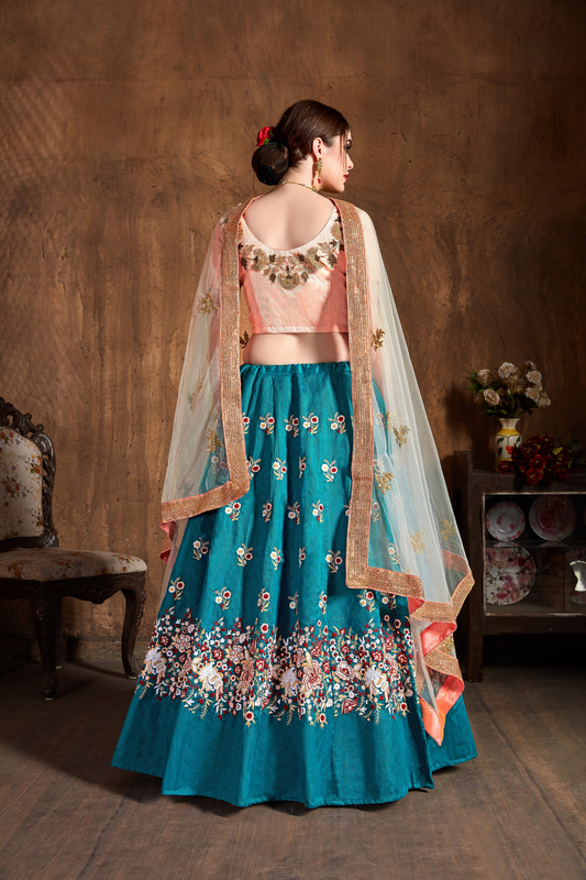 Elegant Dori, Badla & Sequins Embroidered Lehenga Set