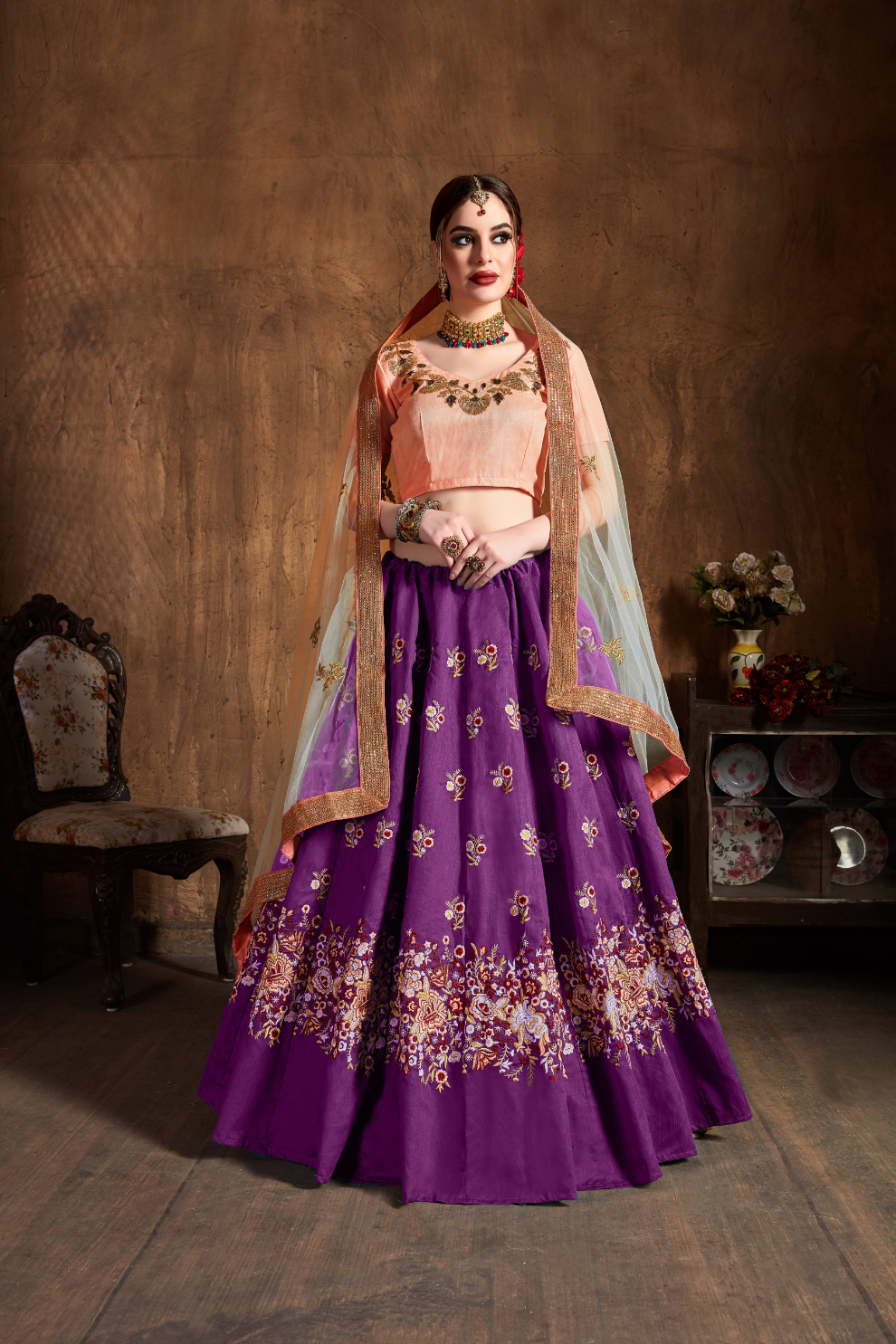 Elegant Dori, Badla & Sequins Embroidered Lehenga Set
