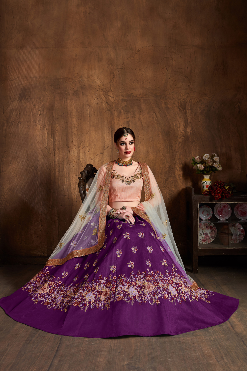 Elegant Dori, Badla & Sequins Embroidered Lehenga Set
