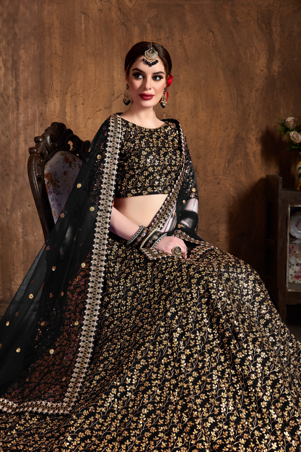 Elegant Dori, Badla & Sequins Embroidered Lehenga Set
