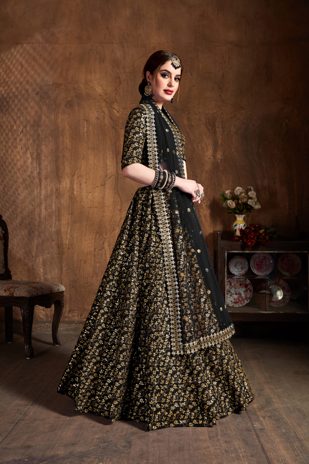 Elegant Dori, Badla & Sequins Embroidered Lehenga Set