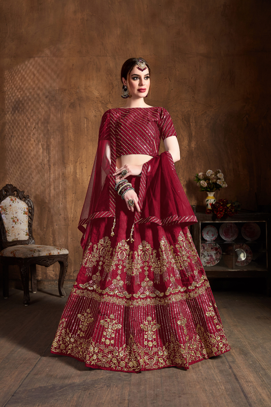 Elegant Dori, Badla & Sequins Embroidered Lehenga Set