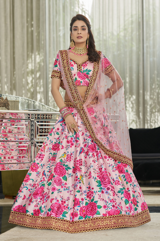 Digital Printed Lehenga with Dori, Sequins & Stone Embellishments