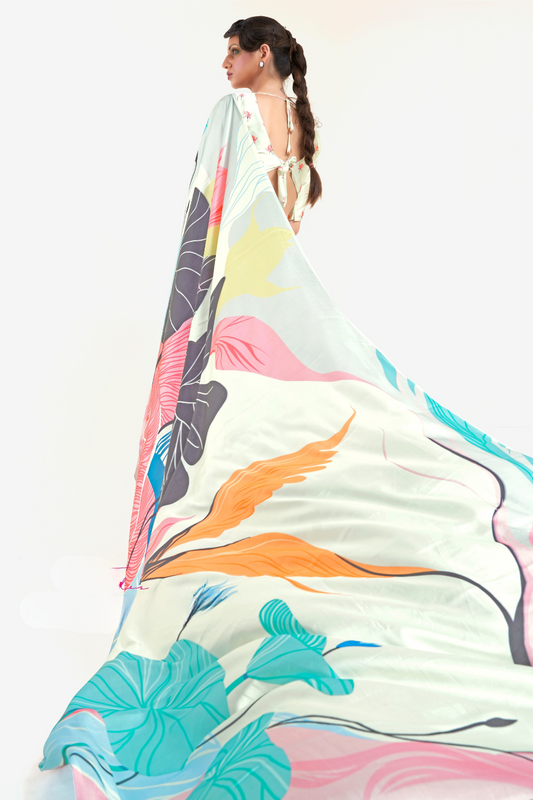 Casual Wear Satin Silk Saree with Smooth Finish