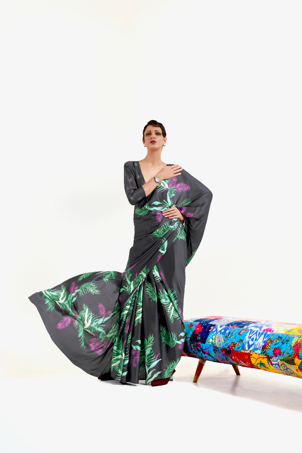 Casual Wear Satin Silk Saree with Smooth Finish