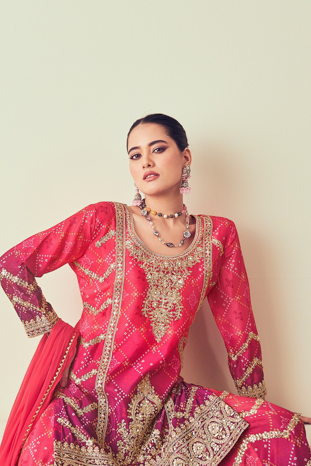 Royal Radiance Chinnon With Heavy Embroiderd Work  Palazzo Suit for the Modern Diva