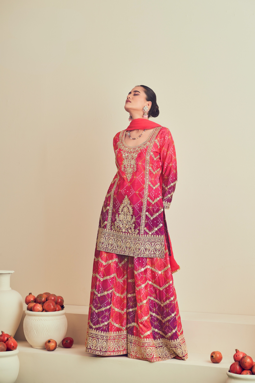 Royal Radiance Chinnon With Heavy Embroiderd Work  Palazzo Suit for the Modern Diva