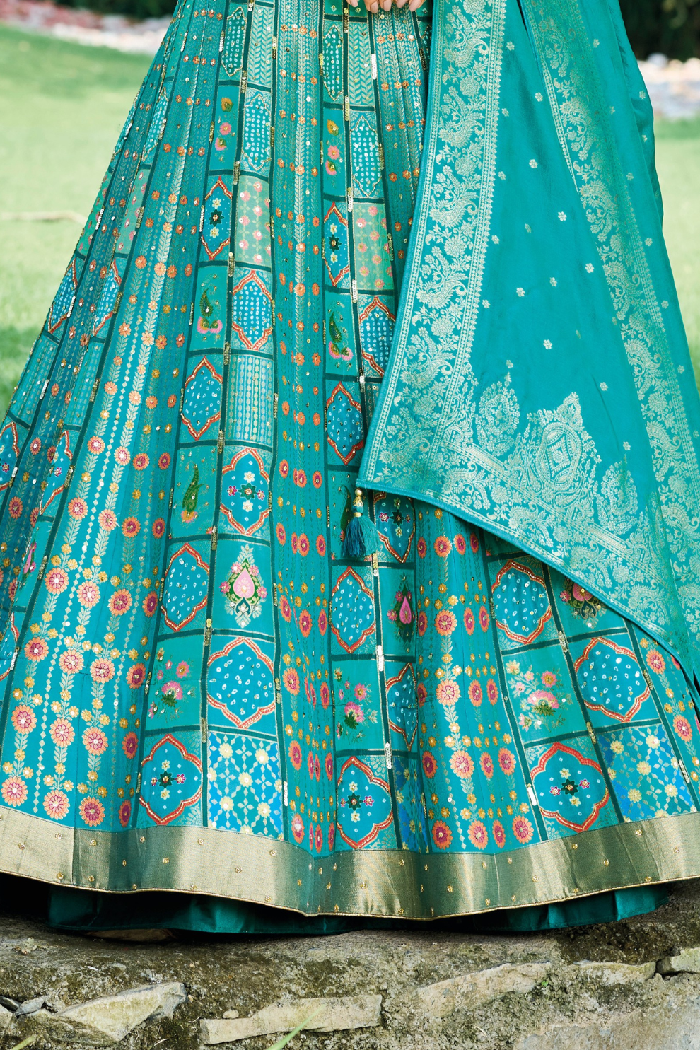 Grand Silk Bridal Lehenga with Detailed Hand Embroidery