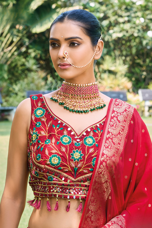 Grand Silk Bridal Lehenga with Detailed Hand Embroidery