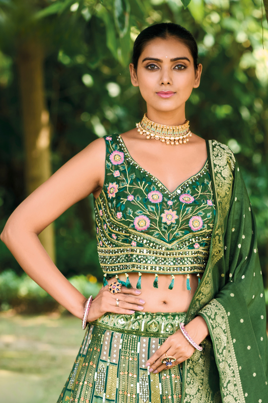 Grand Silk Bridal Lehenga with Detailed Hand Embroidery