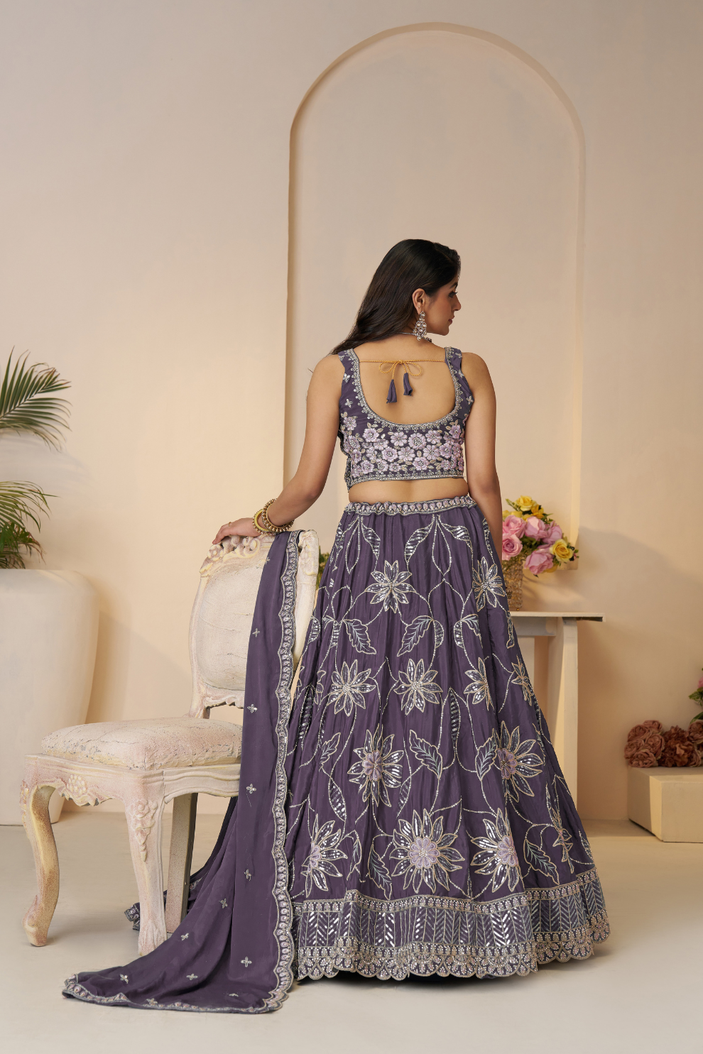 Elegant Bridesmaid Lehenga with Delicate Sequin Embellishments