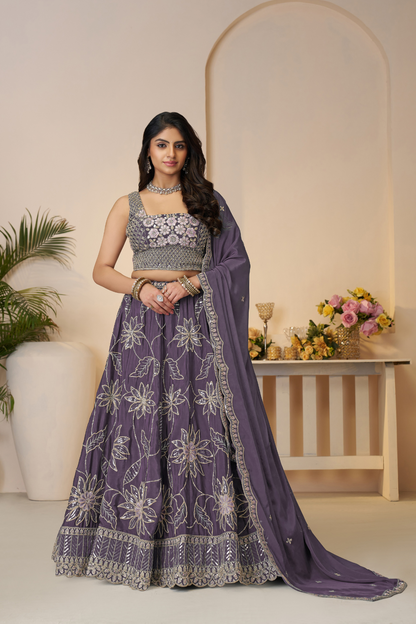 Elegant Bridesmaid Lehenga with Delicate Sequin Embellishments