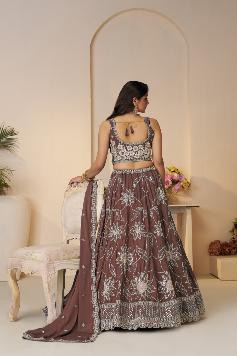 Elegant Bridesmaid Lehenga with Delicate Sequin Embellishments