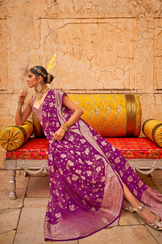 Georgette Saree with Soft Touch Finish and Ethnic Buta Design