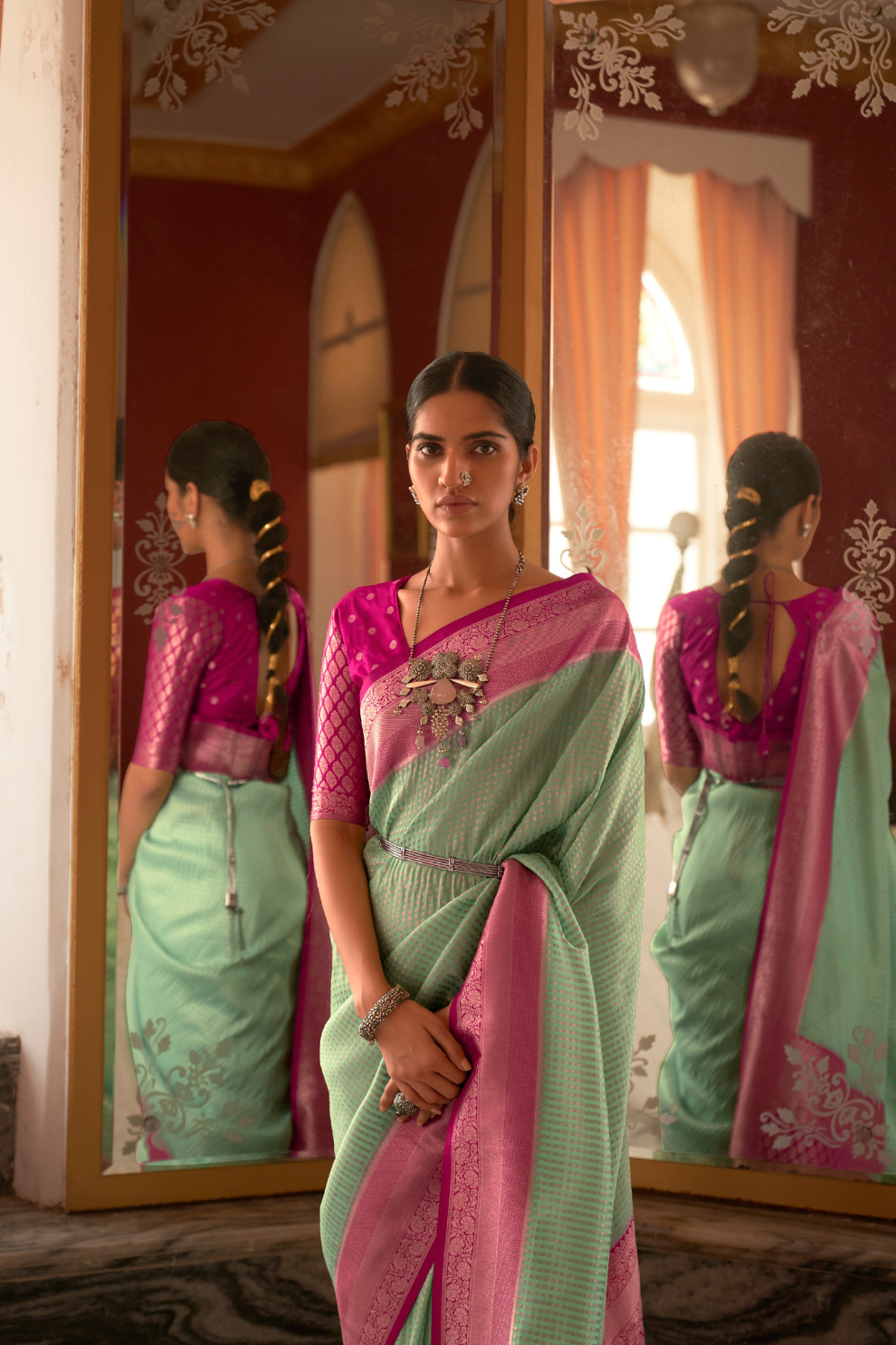 Pure Georgette Saree with Rich Traditional Jari Weaving