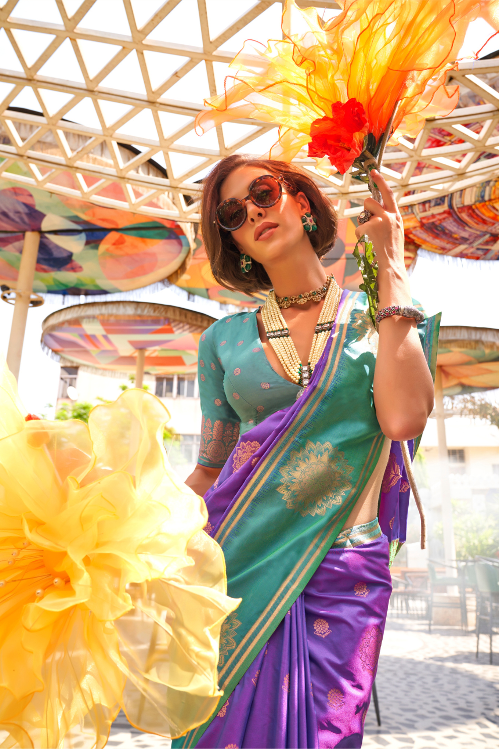 Pure Katan Banarasi Silk Blend Saree with Traditional Weaving