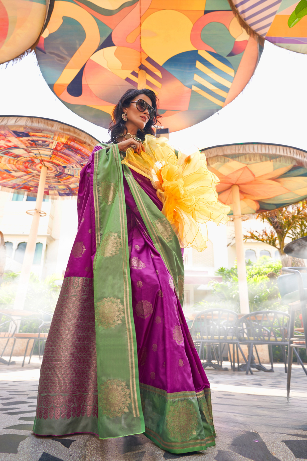 Pure Katan Banarasi Silk Blend Saree with Traditional Weaving