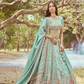 Gold Crushed Tissue Lehenga Choli with Moti and Zari Work
