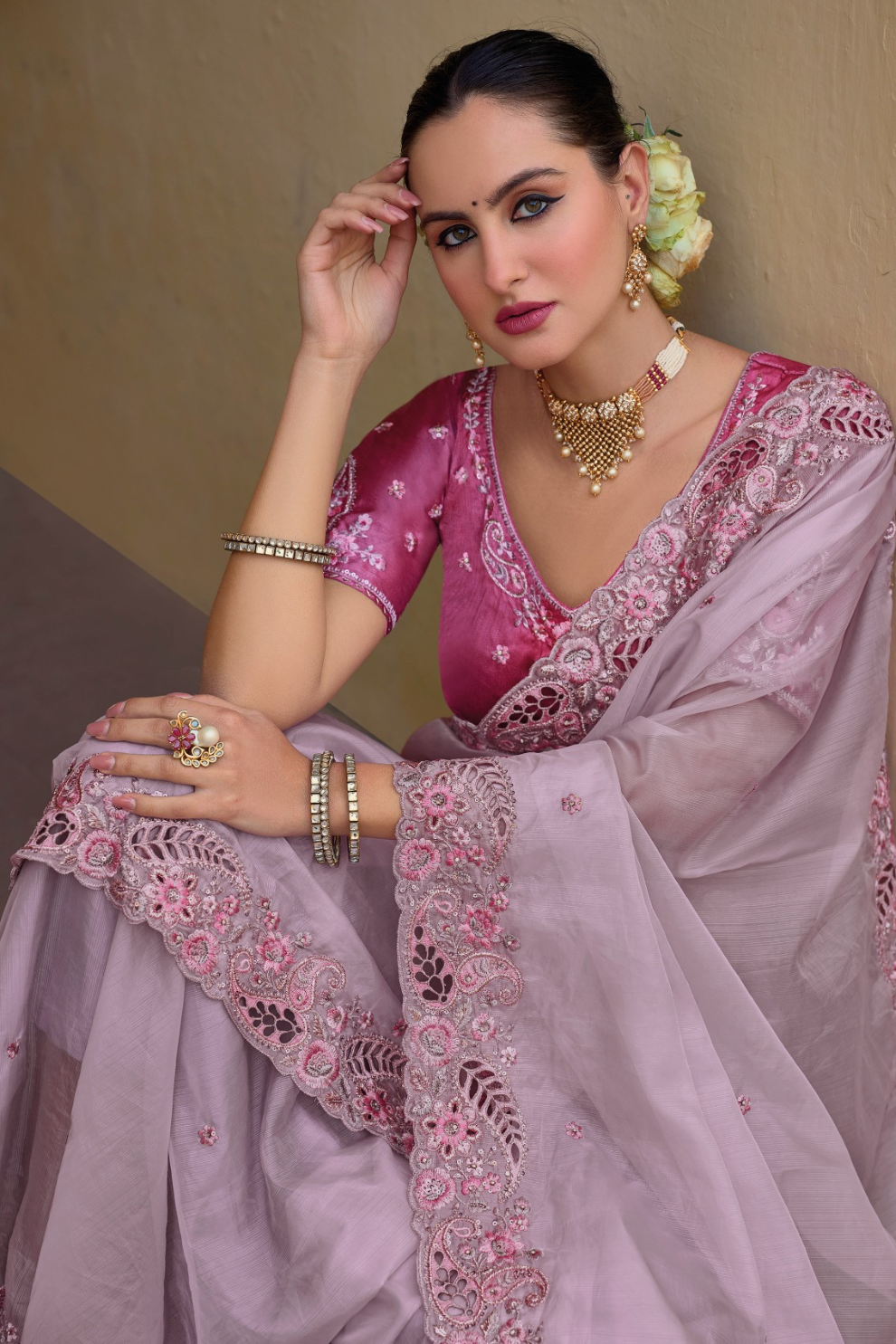 Whispers of Elegance in Fancy Tissue Organza Silk Drape