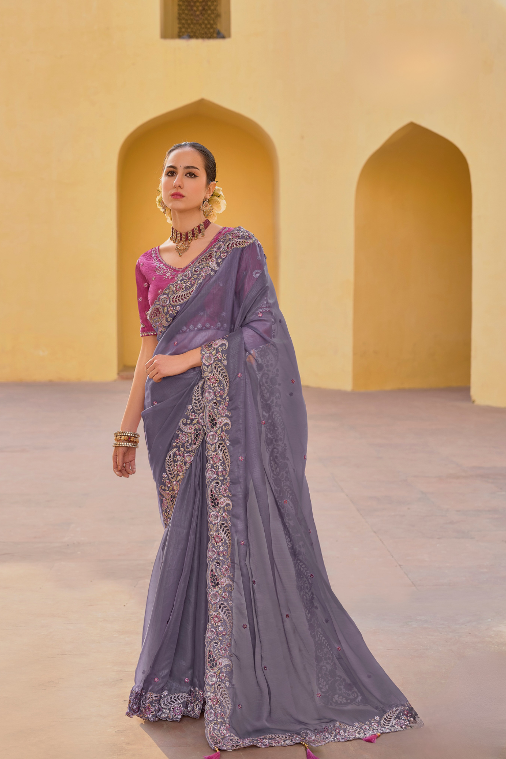 Whispers of Elegance in Fancy Tissue Organza Silk Drape