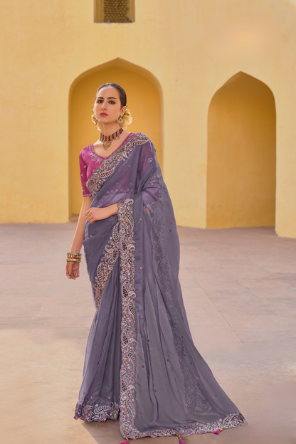 Whispers of Elegance in Fancy Tissue Organza Silk Drape