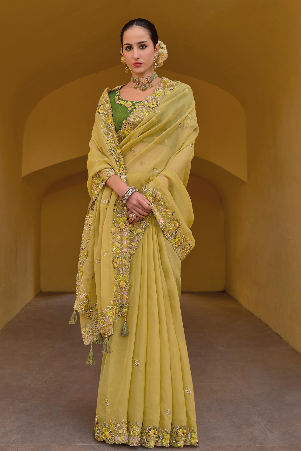 Whispers of Elegance in Fancy Tissue Organza Silk Drape