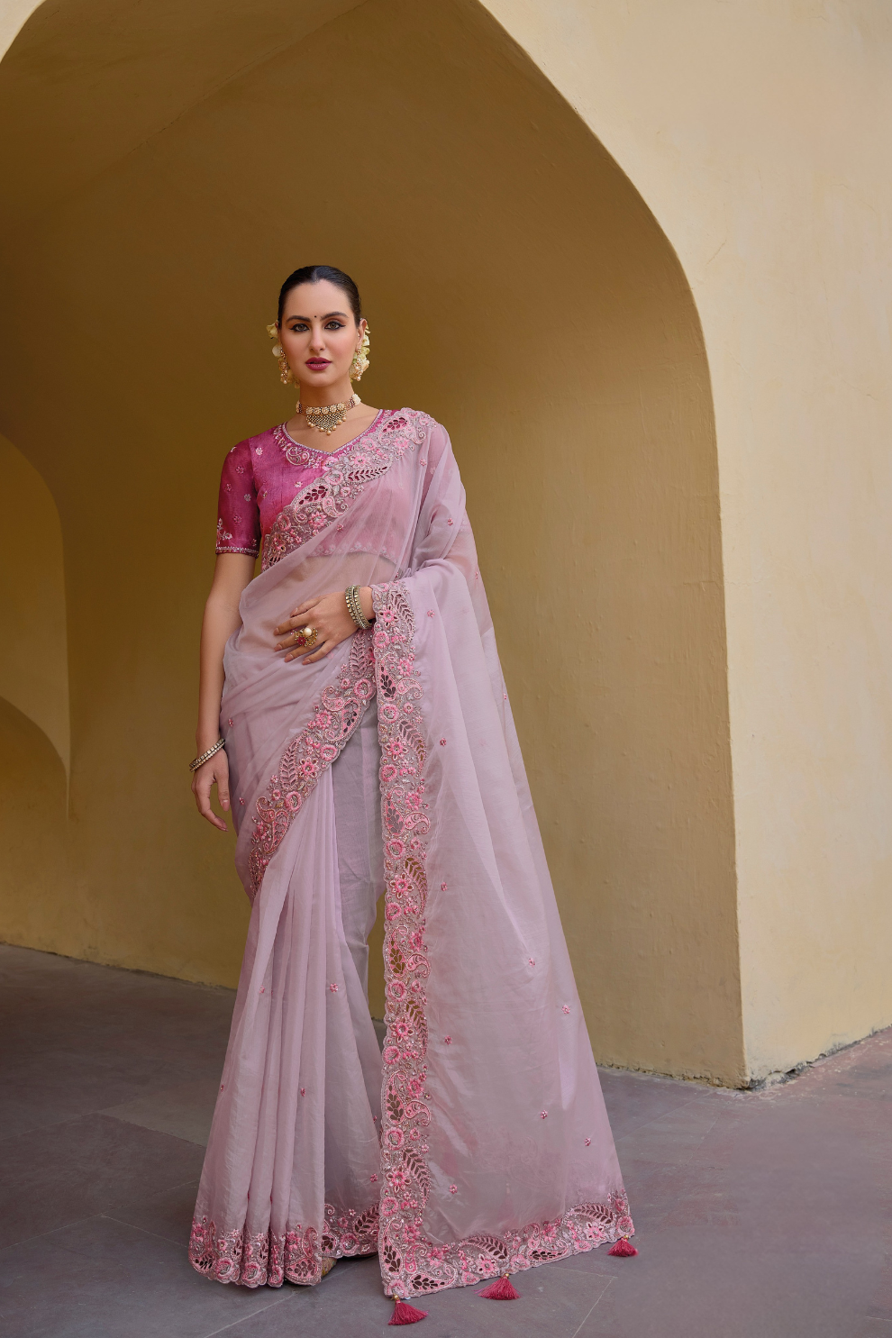 Whispers of Elegance in Fancy Tissue Organza Silk Drape