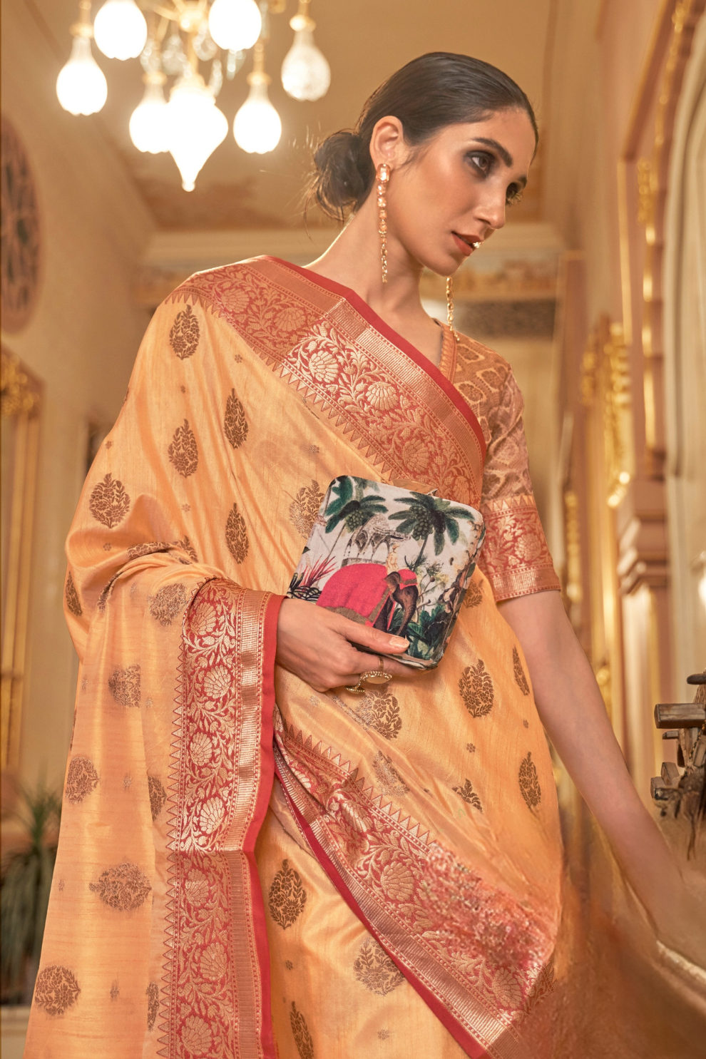 Zari Butta Tussar Silk Saree with Handwoven Elegance