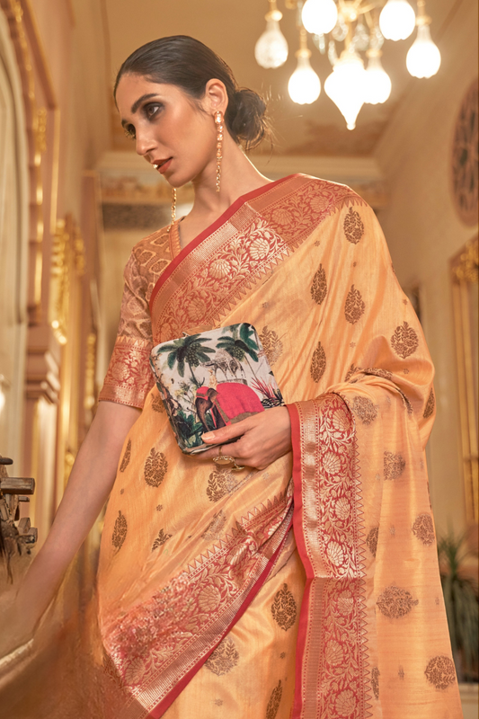 Zari Butta Tussar Silk Saree with Handwoven Elegance