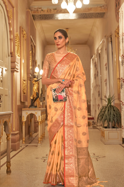 Zari Butta Tussar Silk Saree with Handwoven Elegance