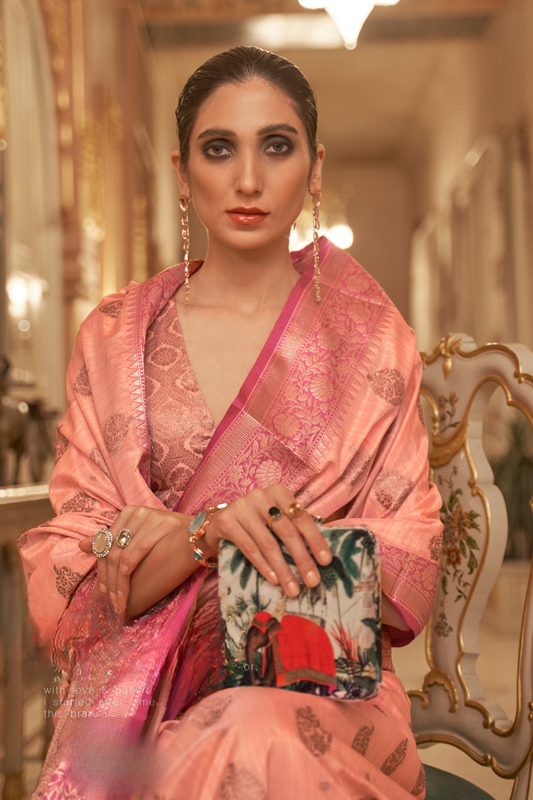 Zari Butta Tussar Silk Saree with Handwoven Elegance