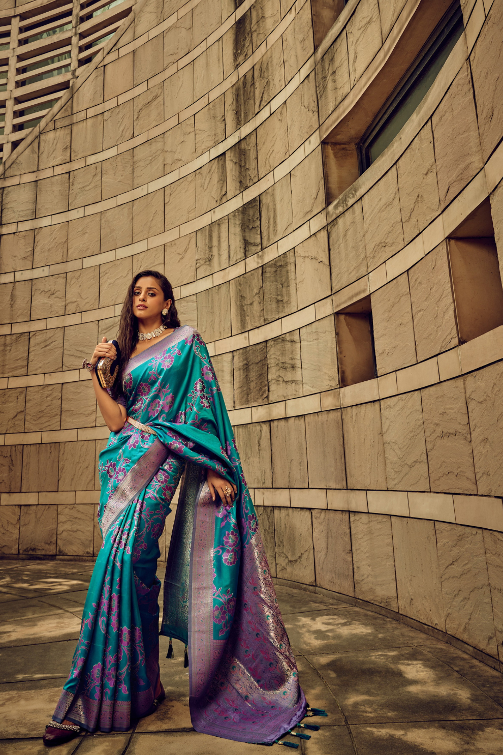 Royal Grandeur Draped in Luxurious Banarasi Satin Silk Elegance