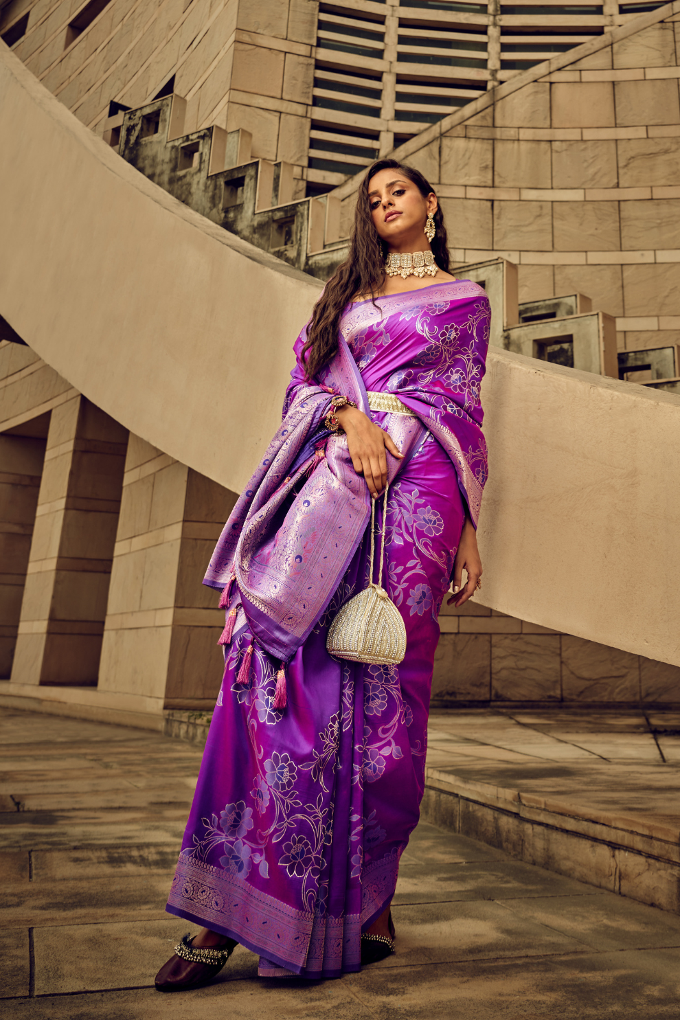 Royal Grandeur Draped in Luxurious Banarasi Satin Silk Elegance