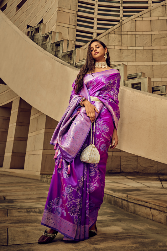 Royal Grandeur Draped in Luxurious Banarasi Satin Silk Elegance