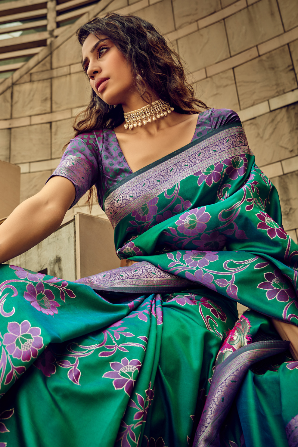 Royal Grandeur Draped in Luxurious Banarasi Satin Silk Elegance