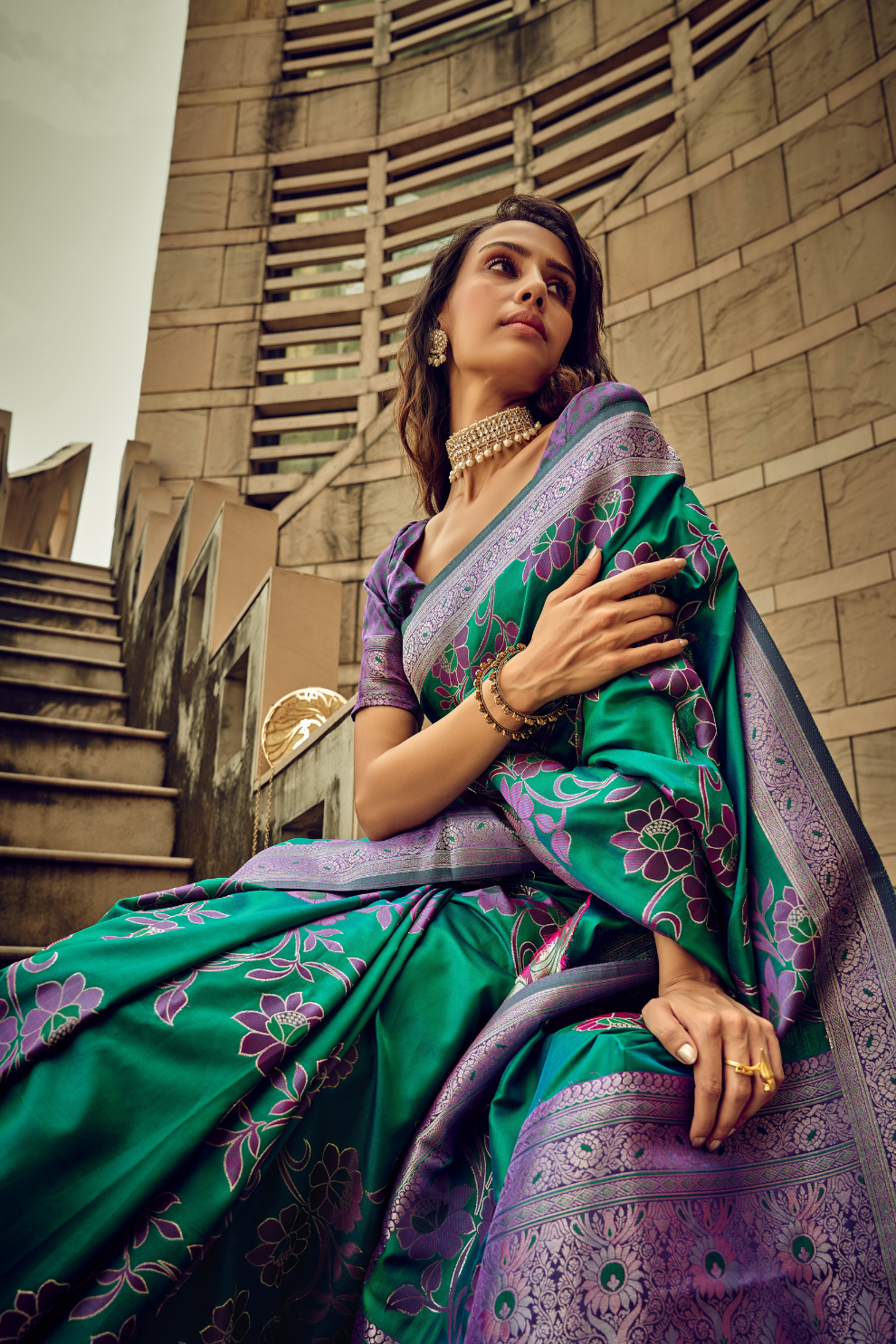 Royal Grandeur Draped in Luxurious Banarasi Satin Silk Elegance
