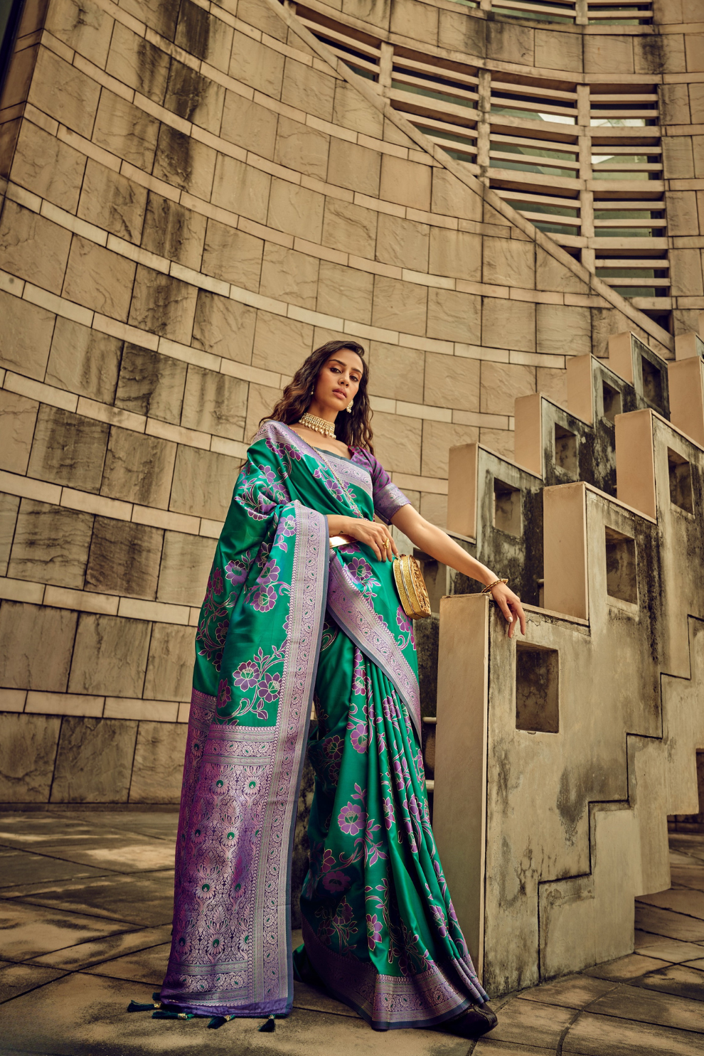 Royal Grandeur Draped in Luxurious Banarasi Satin Silk Elegance